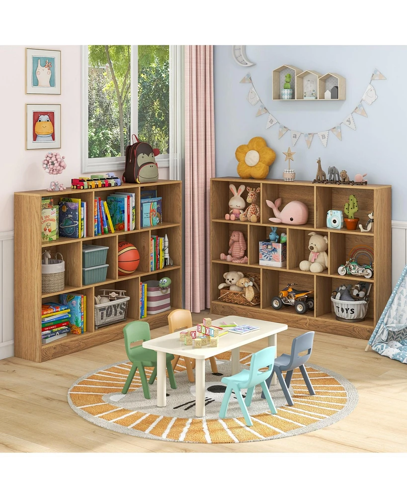 Wooden Toy Storage Organizer with 10 Cubes for Classroom Daycare Nursery Kindergarten