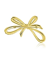 Bling Jewelry Aqua Blue Crystal Statement Ribbon Bow Brooch Pin Gold Silver