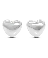 Devata Puffy Heart Stud Earrings in Sterling Silver