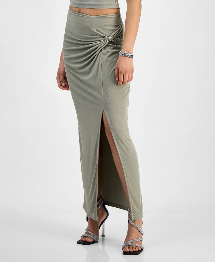 Guess Women's Aimee Embellished Side-Drape Maxi Skirt