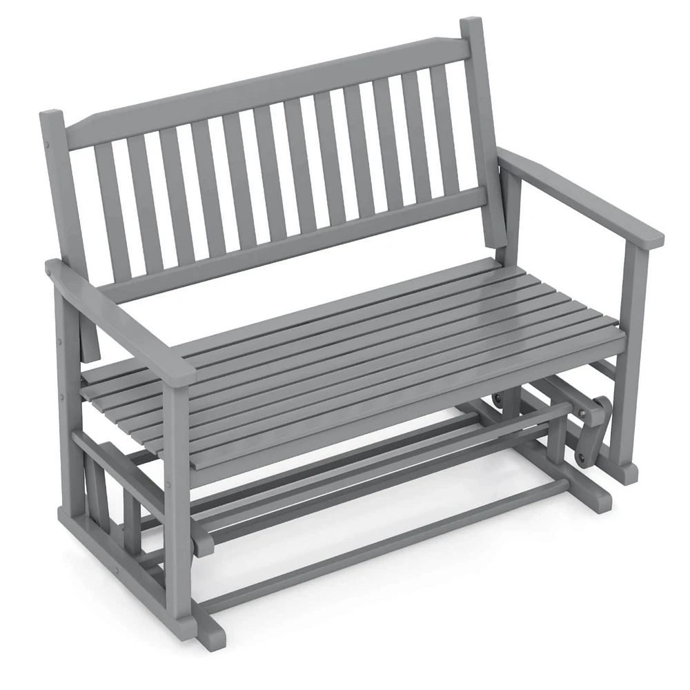 Patio Glider Loveseat Chair Swing Rocking Bench with Slatted Seat & Curved Backrest