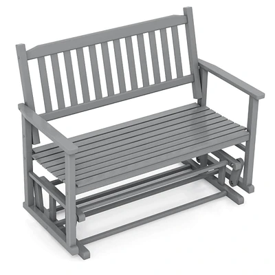 Patio Glider Loveseat Chair Swing Rocking Bench with Slatted Seat & Curved Backrest
