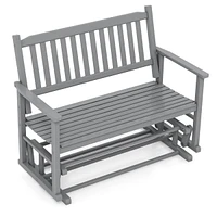 Patio Glider Loveseat Chair Swing Rocking Bench with Slatted Seat & Curved Backrest