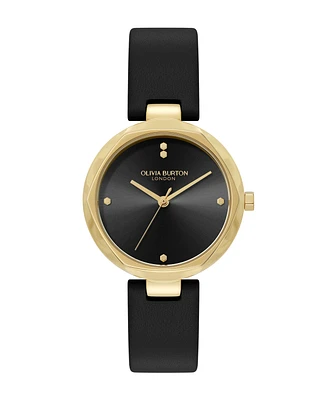 Olivia Burton Women's Dimension Black Leather Strap Watch, 32mm