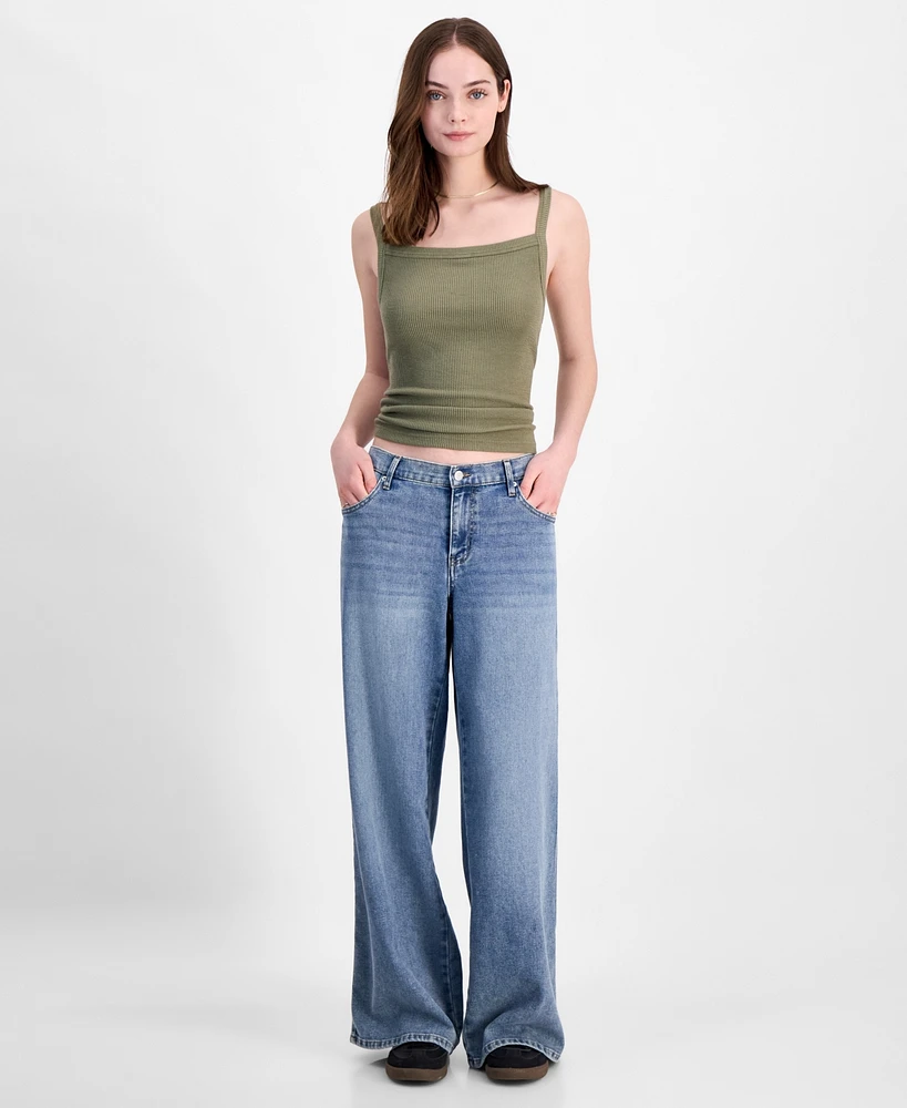Vanilla Star Juniors' Mid Rise Wide Leg Jeans