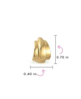 Bling Jewelry Geometric Shrimp Half Hoop Clip On Earrings For Non Pierced Ears Polished Yellow Gold Plated