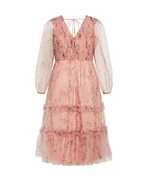 Plus Kitty Print Midi Dress