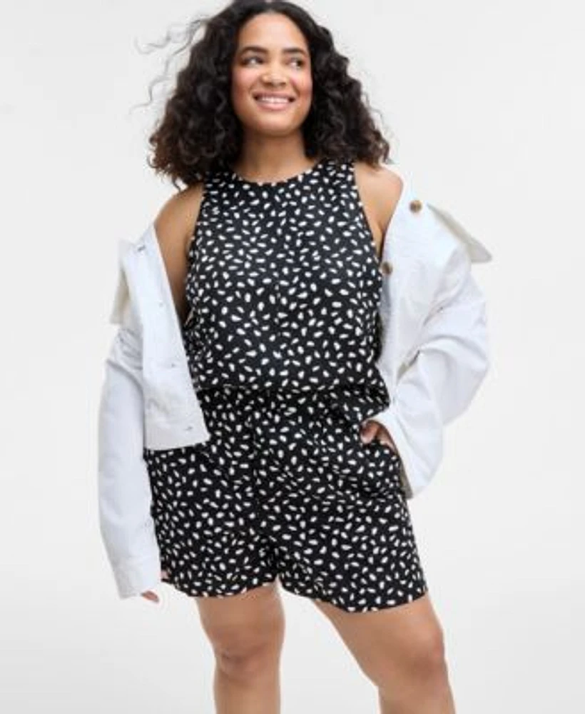 On 34th Trendy Plus Size Paint Dot Sleeveless Top Pull On Shorts Exclusively At Macys