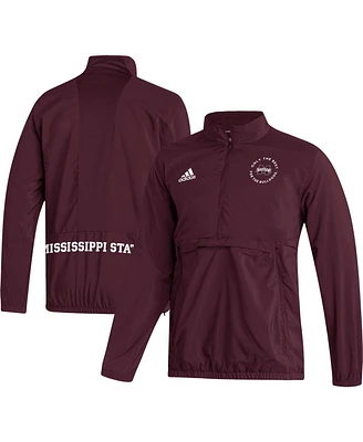 Adidas Men's Maroon Mississippi State Bulldogs Aeroready Half-Zip Jacket