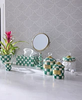 Mackenzie-Childs Emerald Check Small Kitchen Canister