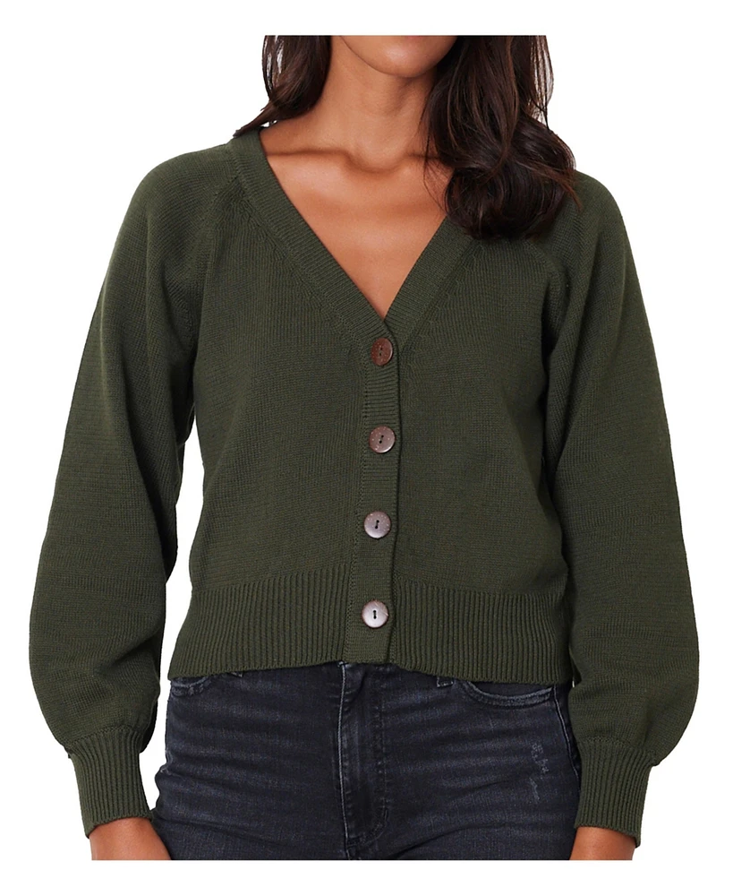 Paneros Clothing Women s Cotton Greta Cardigan Forest Green