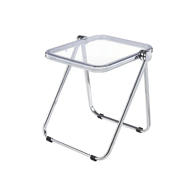 Rectangular Folding Side Table in Chrome Finish with Plastic Tabletop