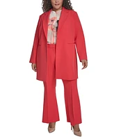 Dkny Plus Size Notch-Collar One-Button Long Topper