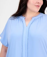 Jones New York Plus Size Split-Neck Henley Top