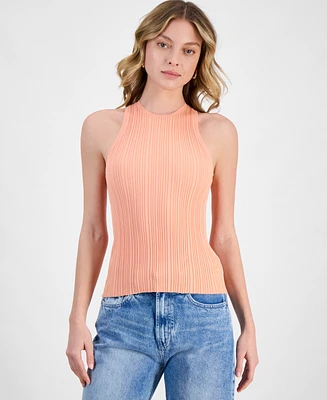 Hugo Women's Crewneck Ribbed Knit Sleeveless Top