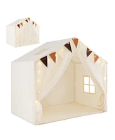 Large Kids Playhouse Tent with Curtains and Windows for Indoor or Outdoor Fun