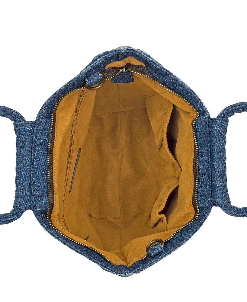 Patricia Nash Ossi Medium Woven Denim Satchel