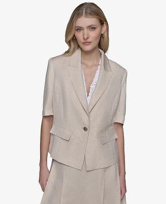 Karl Lagerfeld Paris Women's Lurex Elbow-Sleeve Peak-Lapel Jacket