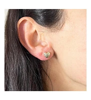 Sparkle Cut Heart Stud Earrings