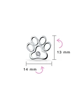 Bling Jewelry Bff Cz Stud Earrings Pet Lovers with Cat Dog Paw Print in Sterling Silver