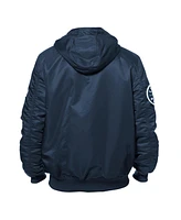 New Era Men's x Alpha Industries Navy Seattle Mariners Current Day Full-Zip Hooded Nylon Bomber Jacket