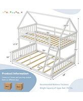 House Bunk Bed with Ladder, Guardrails, and Playhouse Design for Kids Bedroom Furniture