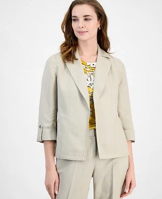 Kasper Women's Open-Front Linen Blend 3/4-Sleeve Jacket, Regular & Petite