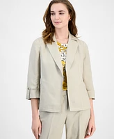 Kasper Women's Open-Front Linen Blend 3/4-Sleeve Jacket, Regular & Petite