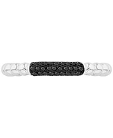 Black Spinel Pave Textured Stack Ring (1/5 ct. t.w.) Sterling Silver