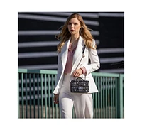 Susu Studded Small Leather Crossbody Bag Black Purse Women's Handbag with Top Handle