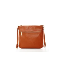 Susu Brown Leather Messenger Bag Women s Crossbody Purse with Zipper Closure and Adjustable Strap