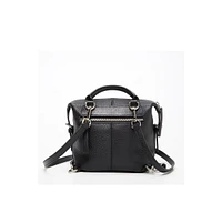 Susu Black Leather Backpack Purse for Women Convertible Crossbody Bag Medium Size Bag with Front and Back Pockets