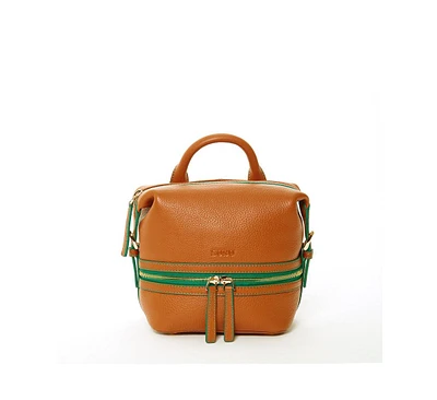 Susu Brown Leather Backpack Purse for Women Convertible Crossbody Bag Medium Size with Front and Back Pockets