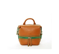 Susu Brown Leather Backpack Purse for Women Convertible Crossbody Bag Medium Size with Front and Back Pockets