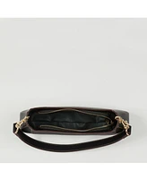 Susu Leather Baguette Bag Small 90s Shoulder Bag Black East West Handbag Y2K Underarm Minimalist Small Purse for Everyday & Evening