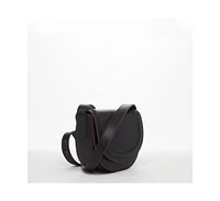 Susu Black Leather Saddle Bag Women s Crossbody Purse with Flap Closure and Adjustable Strap