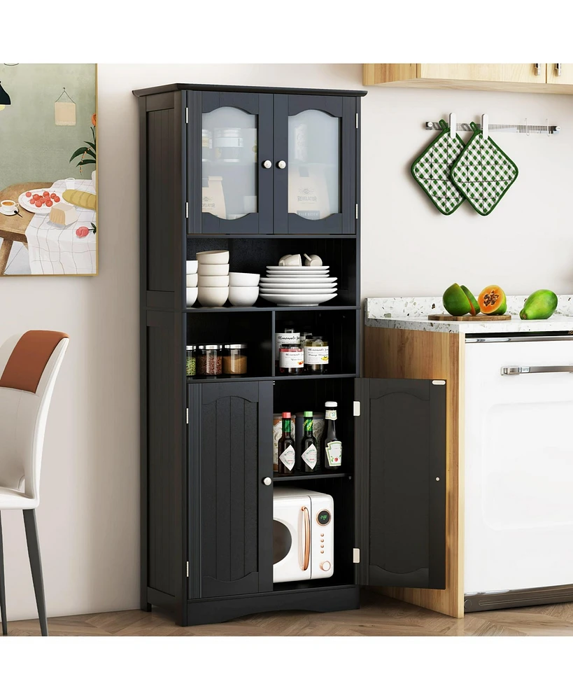 Freestanding Linen Bathroom Storage Cabinet with Frost Glass Doors