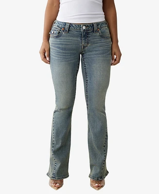 True Religion Women's Joey Low Rise Flare Flap Jeans