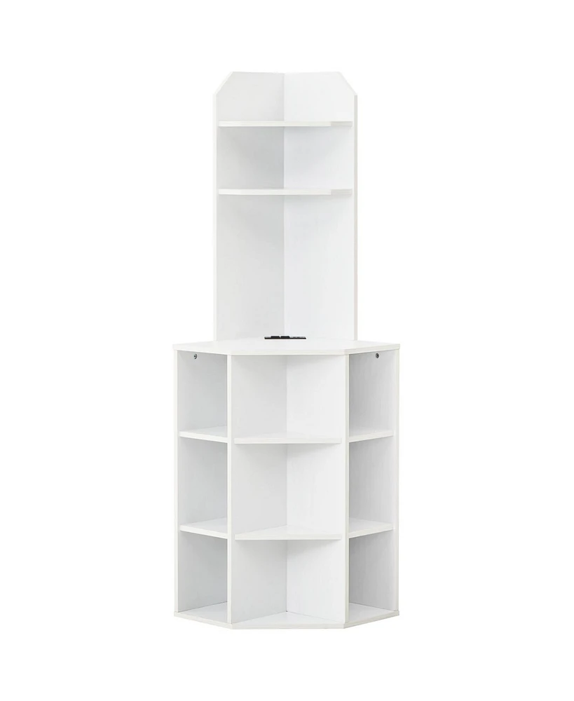 6-Tier Corner Shelf with Charging Station & Usb Ports Space-Saving Storage for Home Office
