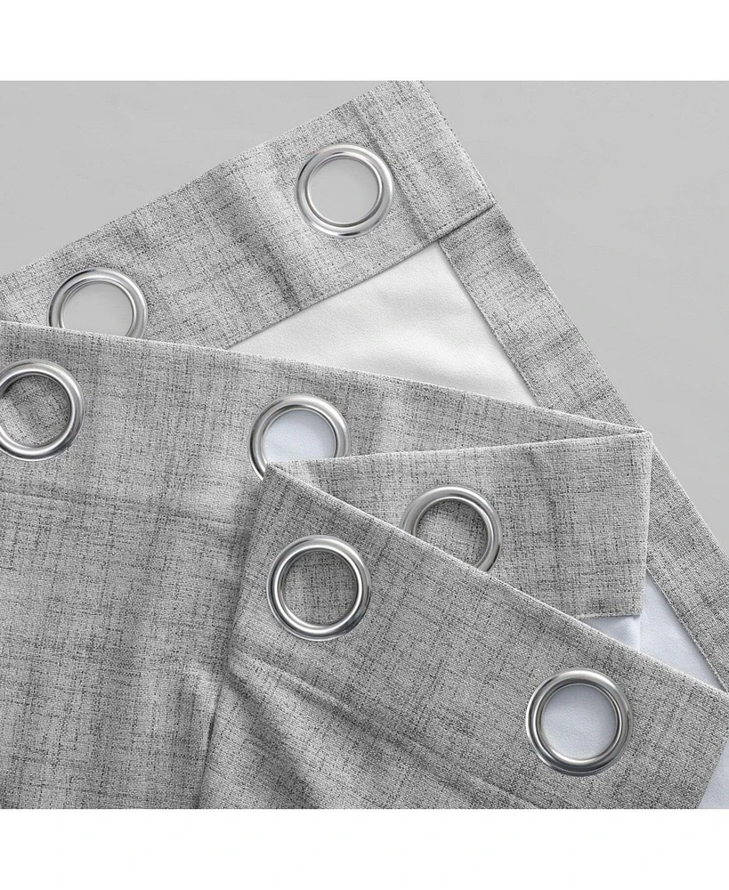 Half Price Drapes Millennial Grey Grommet Thermal Cross Linen Weave Blackout Curtain