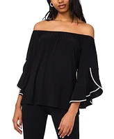 Msk Plus Size Off-The-Shoulder 3/4-Embellished-Cuff Top