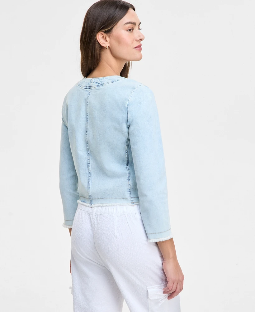 Nautica Jeans Women's Collarless Denim Jacket