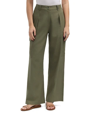 Ellen Tracy Women's Button Front Cargo Pocket Pant