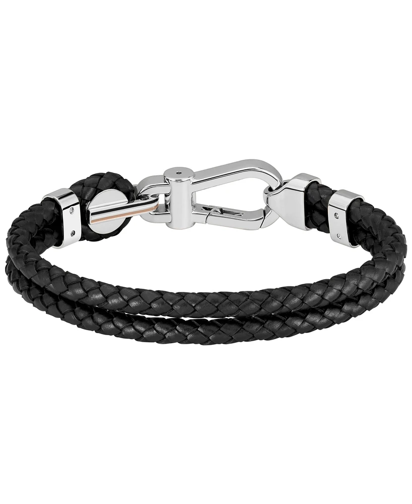 Hugo Boss Men's Ares Prime Black Leather Bracelet