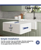 DeerValley 30" L x 20" W Single Bowl Fireclay Farmhouse Kitchen Sink with Bottom Grid and Strainer Drain