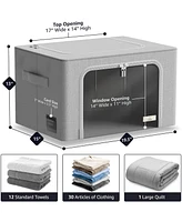Sorbus Pack Foldable Storage Box - Metal Frame, Oxford Fabric, Large Window & Handles - Organization for Bedroom