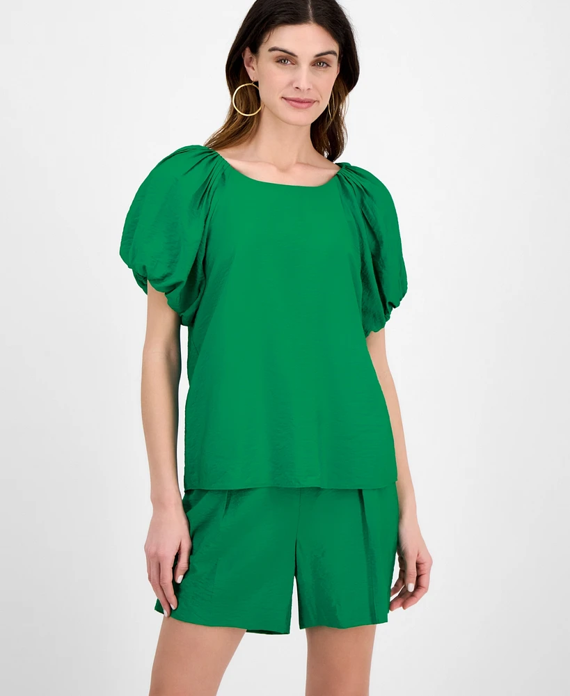 Anne Klein Women's Pleated Bubble-Sleeve Blouse