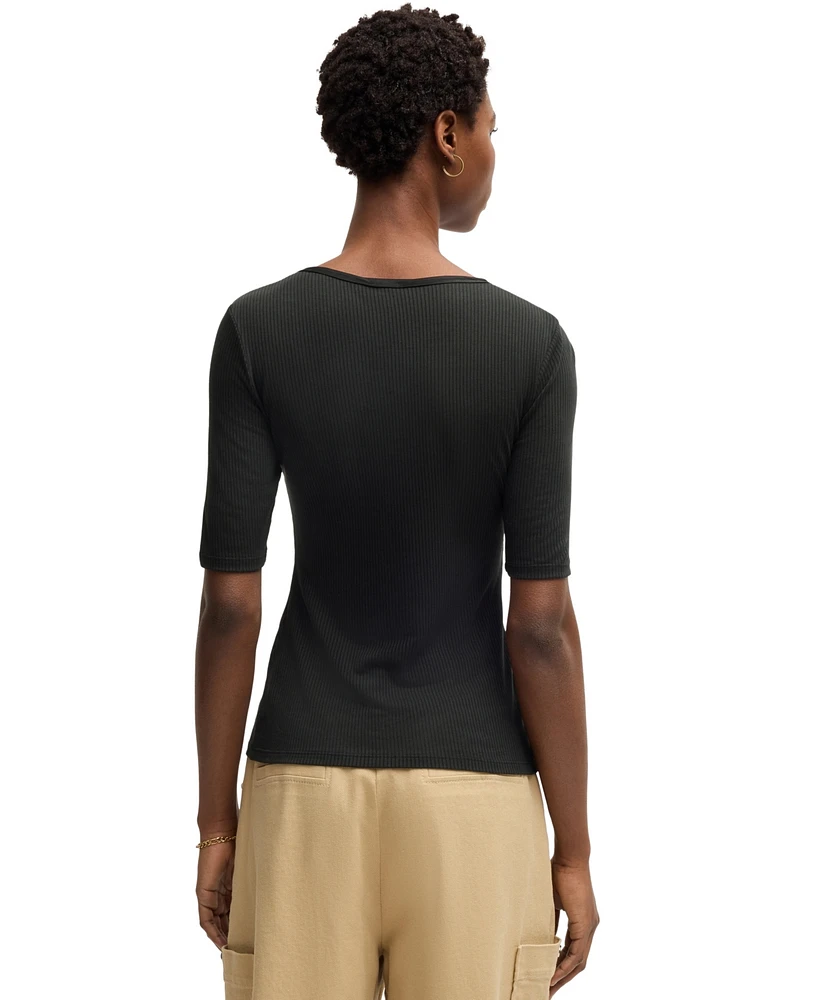 Boss by Hugo Boss Women's Ribbed Scoop Neck T-Shirt
