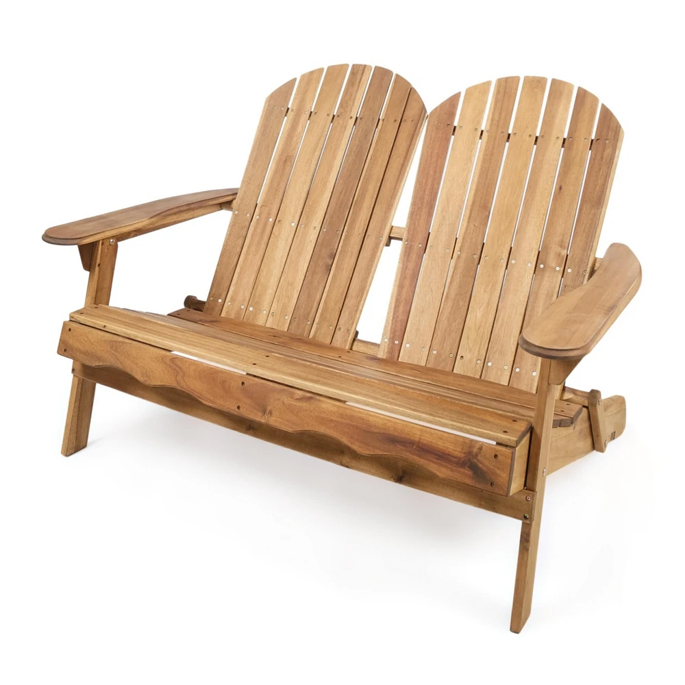 Acacia Wood Outdoor Adirondack Loveseat: Timeless Style and Comfort
