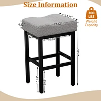 Dyhome Counter Height Bar Stools Set of 2, 27 Inches Modern Kitchen Bar Stools, Metal Legs Backless Saddle Stool Chair for Kitchen Island, Dining Room
